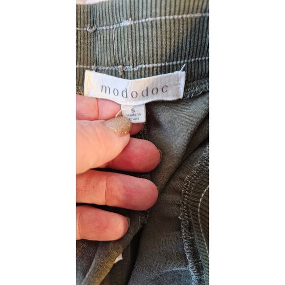 Mododoc High Waisted Ribbed Woven Tencel Pull On Jogger Women Size S Olive Green - Picture 2 of 3